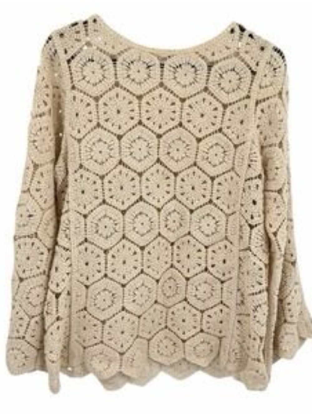 Solitaire Cream Crochet Floral Long-Sleeve Top - Picture 6 of 6